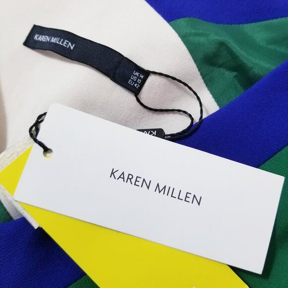 Karen Millen Color Block Sheath Dress New with FLAWS Stains - Picture 3 of 16